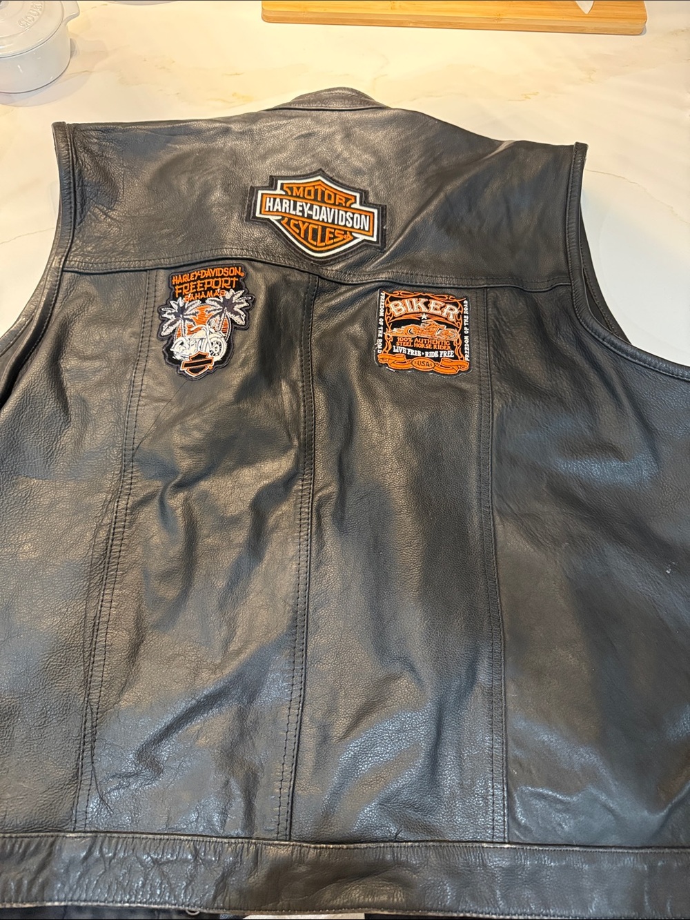 HARLEY DAVIDSON BLACK LEATHER VEST UNIK PREMIUM MEN’S 5X!